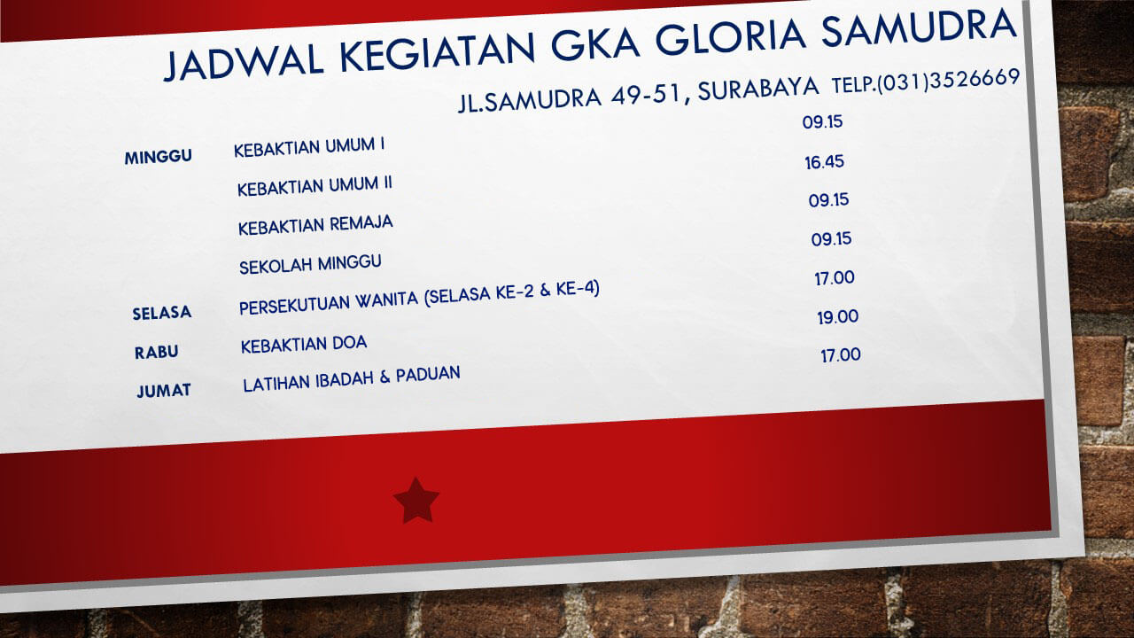 Jadwal Ibadah | GKA Gloria Samudra